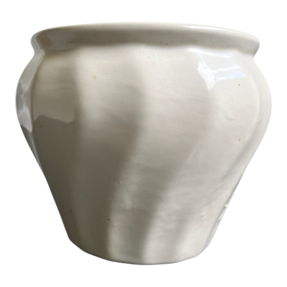 Vintage MCM Off White Cream Swirl 6 inch Planter Pottery